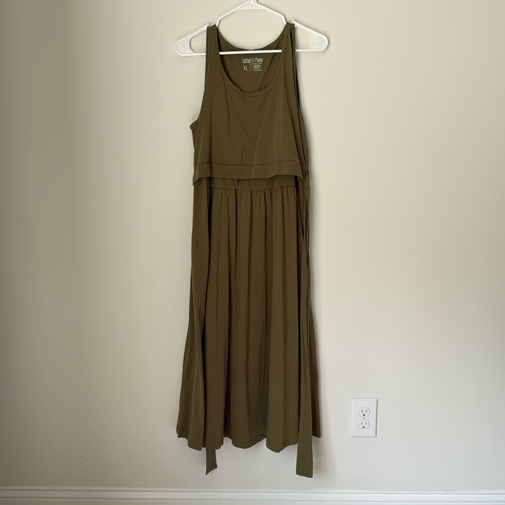 Latched Mama Nursing Dress – Olive Green – Size XL